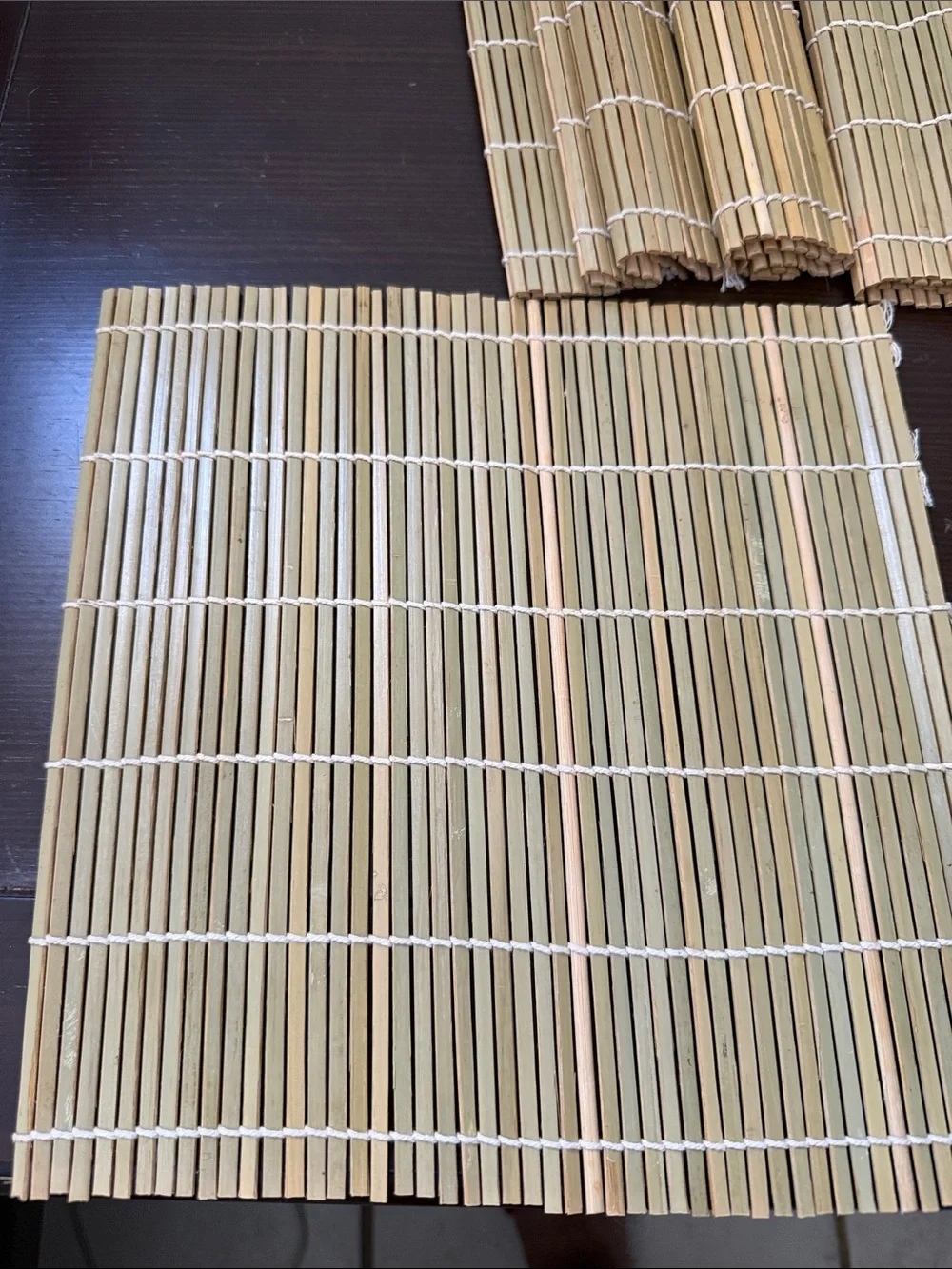 Natural Bamboo Roll-Up  Set of 5  - Beige sushi mat hand roll
